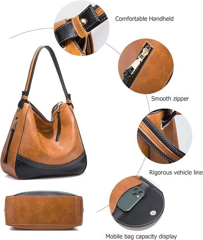 myfriday 4Pcs Large Hobo Shoulder Bag Set for Women, Faux Leather Tote Handbag with Trendy Crossbody Bags & Small Card Purse in Saudi Arabia