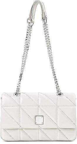 Quilted Shoulder Bag for Women, Vegan Leather Crossbody Bag with Chain Strap, Magnetic Flap Closure Purse in Saudi Arabia