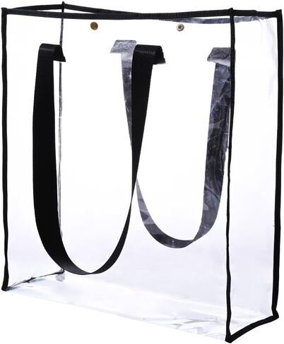 Clear Vinyl PVC X-Large Fashion Beach Tote Shoulder Handbag Grocery Bag Travel Shopping Tote Botton Closure in Saudi Arabia