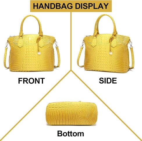 Women's Large Crocodile Print Shoulder Bag with Removable Strap and Top Handle Made from Durable Genuine Leather for Office in Saudi Arabia