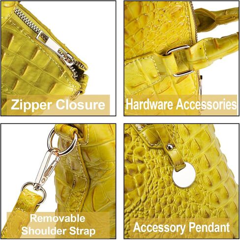 Women's Large Crocodile Print Shoulder Bag with Removable Strap and Top Handle Made from Durable Genuine Leather for Office in Saudi Arabia
