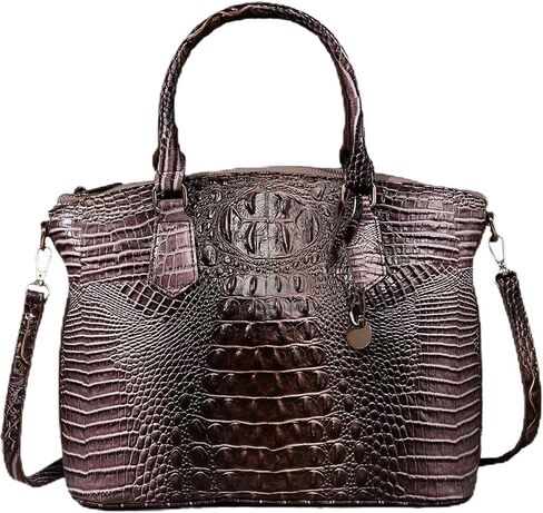 Women's Large Crocodile Print Shoulder Bag with Removable Strap and Top Handle Made from Durable Genuine Leather for Office in Saudi Arabia