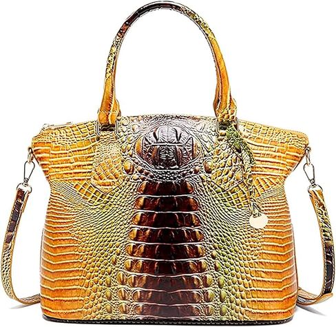 Women's Large Crocodile Print Shoulder Bag with Removable Strap and Top Handle Made from Durable Genuine Leather for Office in Saudi Arabia