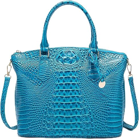 Women's Large Crocodile Print Shoulder Bag with Removable Strap and Top Handle Made from Durable Genuine Leather for Office in Saudi Arabia