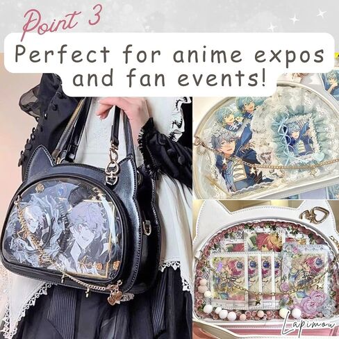 لطيف القط Ita حقيبة Kawaii حقيبة كتف حقائب اليد دبوس محفظة Crossbody عرض أكياس مع إدراج أنيمي Cutecore الملحقات in Kuwait