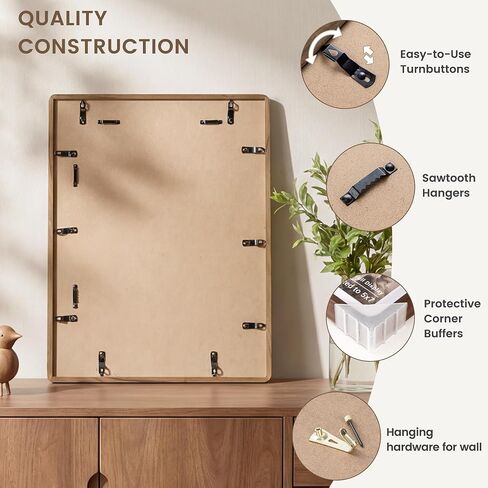 16x20 Picture Frame, USA-Sourced Walnut Wood Photo Frame with Chamfered Edge & Double-Dowel Corner, Handcrafted 16x20 Wooden Poster Frame Matted to 11x14 Photos with HD Tempered Glass in Saudi Arabia