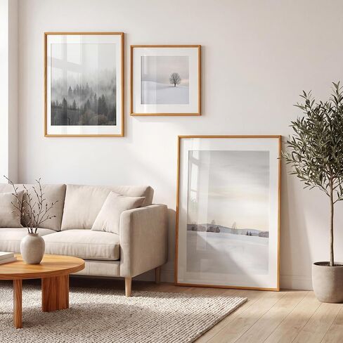 Acovy 20x30 Picture Frame, Natural Solid Teak Wood 20"x30" Photo Frame for Wall, Handcrafted Wooden Poster Frame 20 x 30 Matted to 16x24, High Definition Tempered Glass, Wall Hook Included, Natural Teak in Saudi Arabia