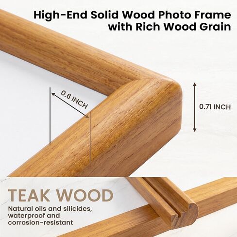 Acovy 20x30 Picture Frame, Natural Solid Teak Wood 20"x30" Photo Frame for Wall, Handcrafted Wooden Poster Frame 20 x 30 Matted to 16x24, High Definition Tempered Glass, Wall Hook Included, Natural Teak in Saudi Arabia
