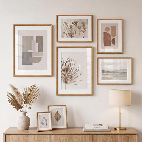 Acovy 20x30 Picture Frame, Natural Solid Teak Wood 20"x30" Photo Frame for Wall, Handcrafted Wooden Poster Frame 20 x 30 Matted to 16x24, High Definition Tempered Glass, Wall Hook Included, Natural Teak in Saudi Arabia