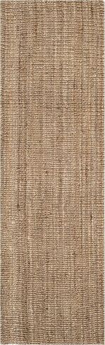 SAFAVIEH Natural Fiber Collection Runner Rug - 2'6" x 6', Natural & Grey, Handmade Jute, Farmhouse Style, Chunky Textured Thick Pile (NF447M) in Kuwait