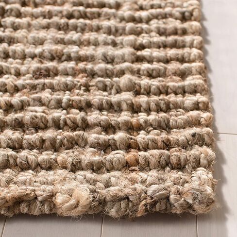 SAFAVIEH Natural Fiber Collection Runner Rug - 2'6" x 6', Natural & Grey, Handmade Jute, Farmhouse Style, Chunky Textured Thick Pile (NF447M) in Kuwait