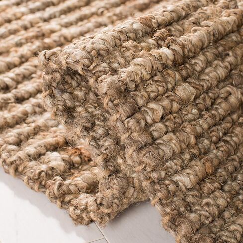 SAFAVIEH Natural Fiber Collection Runner Rug - 2'6" x 6', Natural & Grey, Handmade Jute, Farmhouse Style, Chunky Textured Thick Pile (NF447M) in Kuwait