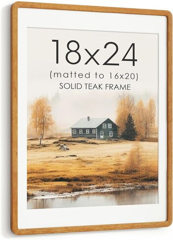 16x20 Picture Frame, USA-Sourced Walnut Wood Photo Frame with Chamfered Edge & Double-Dowel Corner, Handcrafted 16x20 Wooden Poster Frame Matted to 11x14 Photos with HD Tempered Glass in Saudi Arabia