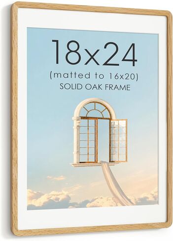 16x20 Picture Frame, USA-Sourced Walnut Wood Photo Frame with Chamfered Edge & Double-Dowel Corner, Handcrafted 16x20 Wooden Poster Frame Matted to 11x14 Photos with HD Tempered Glass in Saudi Arabia