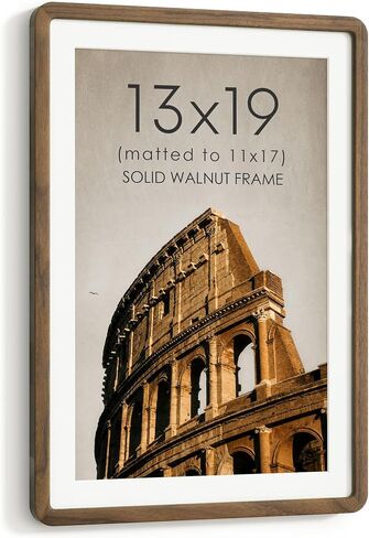 16x20 Picture Frame, USA-Sourced Walnut Wood Photo Frame with Chamfered Edge & Double-Dowel Corner, Handcrafted 16x20 Wooden Poster Frame Matted to 11x14 Photos with HD Tempered Glass in Saudi Arabia