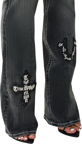 True Religion Women’s Appliqué Becca Mr Bootcut – Stretch Denim, Flattering Mid Rise, Classic Bootcut Silhouette in Kuwait