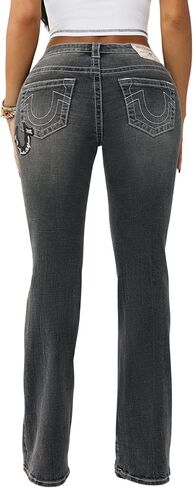 True Religion Women’s Appliqué Becca Mr Bootcut – Stretch Denim, Flattering Mid Rise, Classic Bootcut Silhouette in Kuwait