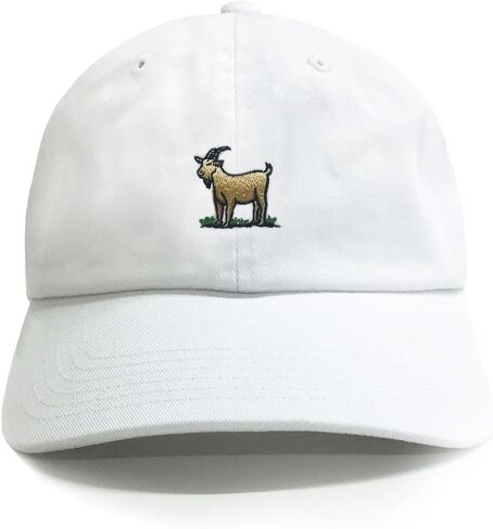Dad Brand Goat Dad Hat for Men - Embroidered 6-Panel Unstructured Cotton Cap, Adjustable Buckle Closure, Curved Brim, Comfortable Everyday Wear - White Funny Dad Gift Hat in Kuwait