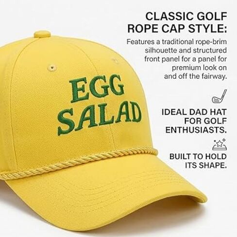 Egg Salad Hat Masters - Embroidered Golf Rope Cap, Funny Adjustable Dad Hat, Yellow Golfing Gift for Dads in Kuwait