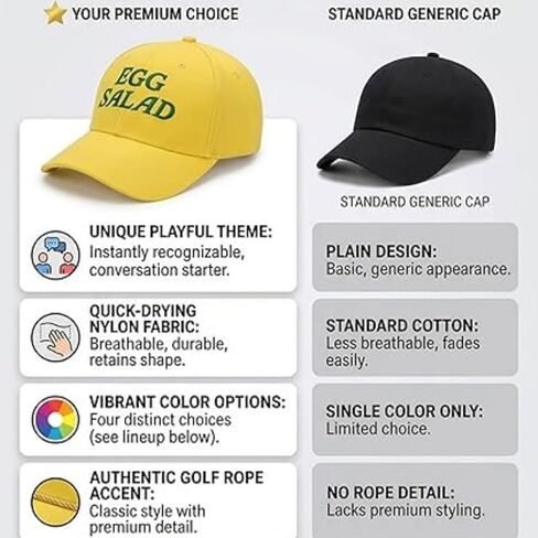 Egg Salad Hat Masters - Embroidered Golf Rope Cap, Funny Adjustable Dad Hat, Yellow Golfing Gift for Dads in Kuwait