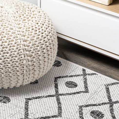 JONATHAN Y Tribal Bohemian Indoor Outdoor Runner Rug 2X10 Ivory/Black, Nokat for Backyard, Patio, Porch, Easy-Cleaning, High Traffic, Pet-Friendly, Non-Shedding (SMB131D-210) in Saudi Arabia