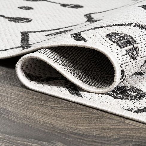 JONATHAN Y Tribal Bohemian Indoor Outdoor Runner Rug 2X10 Ivory/Black, Nokat for Backyard, Patio, Porch, Easy-Cleaning, High Traffic, Pet-Friendly, Non-Shedding (SMB131D-210) in Saudi Arabia