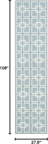مجموعة سجاد منطقة Martha Stewart x SAFAVIEH - عداء 2'3" x 9'، أزرق حار، صوف وحرير مصنوع يدويًا، مثالي لغرفة المعيشة وغرفة النوم والمكتب والممر (MSR1151B) in Kuwait
