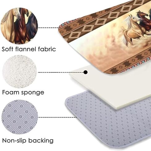 Animal Running Horse Kitchen Rugs Set 3 Pieces Horses Herd Run in Desert Sand Storm Against Dramatic Sky Floor Mats Washable Doormat Anti Fatigue Non-Slip Western Runner Rugs Bedroom Area Carpet in Saudi Arabia