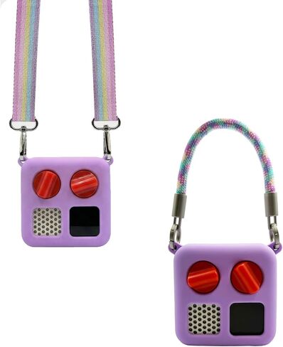 Silicone Case for Yoto Mini with Shoulder Strap and Silicone Bead Handle, Easy to Grab for Kids with Cute Color Options, Travel Adventure Jacket Silicone Cover Yoto Mini Accessories, Pink in Saudi Arabia