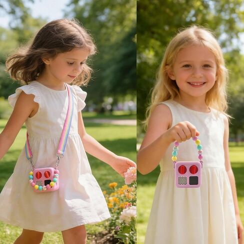 Silicone Case for Yoto Mini with Shoulder Strap and Silicone Bead Handle, Easy to Grab for Kids with Cute Color Options, Travel Adventure Jacket Silicone Cover Yoto Mini Accessories, Pink in Saudi Arabia