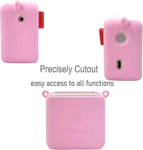 Silicone Case for Yoto Mini with Shoulder Strap and Silicone Bead Handle, Easy to Grab for Kids with Cute Color Options, Travel Adventure Jacket Silicone Cover Yoto Mini Accessories, Pink in Saudi Arabia