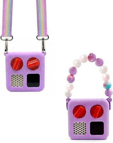 Silicone Case for Yoto Mini with Shoulder Strap and Silicone Bead Handle, Easy to Grab for Kids with Cute Color Options, Travel Adventure Jacket Silicone Cover Yoto Mini Accessories, Pink in Saudi Arabia