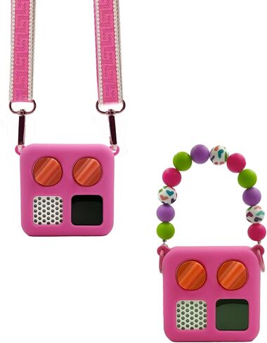 Silicone Case for Yoto Mini with Shoulder Strap and Silicone Bead Handle, Easy to Grab for Kids with Cute Color Options, Travel Adventure Jacket Silicone Cover Yoto Mini Accessories, Pink in Saudi Arabia