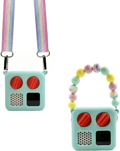 Silicone Case for Yoto Mini with Shoulder Strap and Silicone Bead Handle, Easy to Grab for Kids with Cute Color Options, Travel Adventure Jacket Silicone Cover Yoto Mini Accessories, Pink in Saudi Arabia