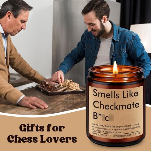Fairy's Gift Smells Like Checkmate Candle, Chess Lovers Gifts, Chess Player Gifts for Men Him Women, Funny Fathers Day, Birthday Presents for Board Game Lover, Grandmaster, Boyfriend Husband Friend in Kuwait