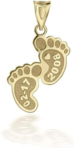 Footprint Personalized 10k Yellow Gold Name Pendant Custom Engraved with 's Name and Date in Kuwait