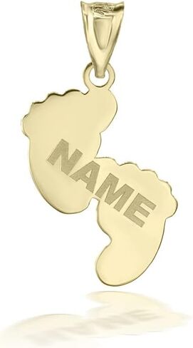 Footprint Personalized 10k Yellow Gold Name Pendant Custom Engraved with 's Name and Date in Kuwait