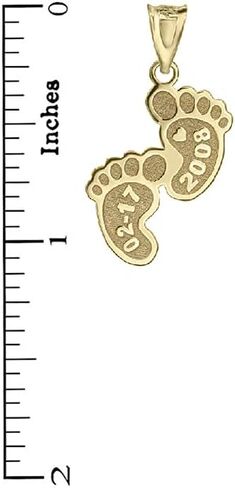 Footprint Personalized 10k Yellow Gold Name Pendant Custom Engraved with 's Name and Date in Kuwait