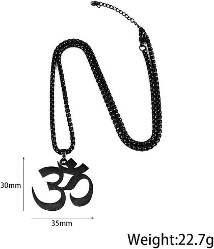 Dark Zen Stainless Steel Om Necklace Black Unisex Spiritual Gothic Pendant, Tarnish-Free Mindful Jewelry in Saudi Arabia