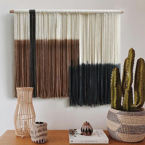 Macrame Wall Hanging Handmade Boho Decorative Wall Art, Woven Fiber Tapestry for Living Room, Bedroom, Modern Home Decor 27" W x 19" L in Saudi Arabia