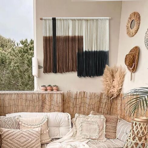 Macrame Wall Hanging Handmade Boho Decorative Wall Art, Woven Fiber Tapestry for Living Room, Bedroom, Modern Home Decor 27" W x 19" L in Saudi Arabia