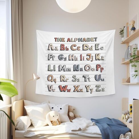 MNASAIOO Classroom Colorful Alphabet Wall Tapestry Hanging for Bedroom, Nursery Educational Tapestries, Rustic Abc Wall Decor Banner for Kids Playroom Preschool 50x60in in Saudi Arabia