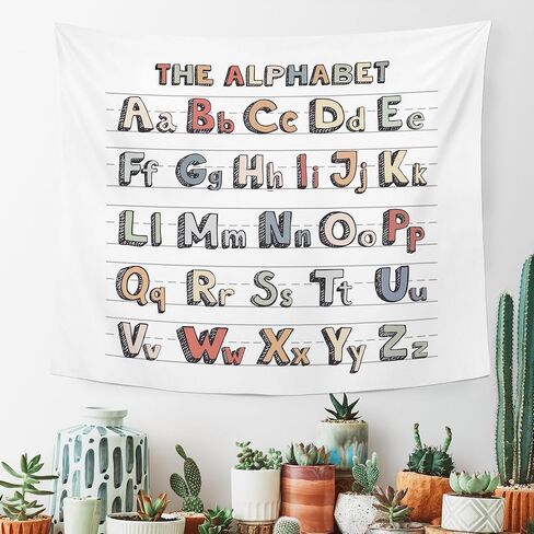 MNASAIOO Classroom Colorful Alphabet Wall Tapestry Hanging for Bedroom, Nursery Educational Tapestries, Rustic Abc Wall Decor Banner for Kids Playroom Preschool 50x60in in Saudi Arabia