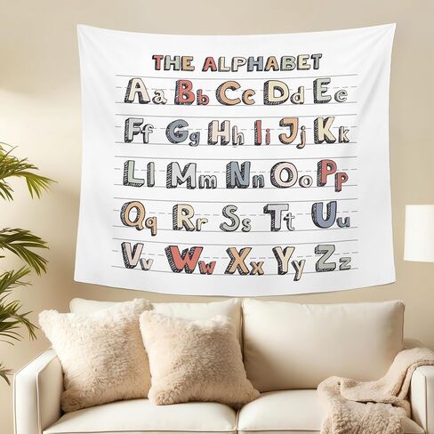 MNASAIOO Classroom Colorful Alphabet Wall Tapestry Hanging for Bedroom, Nursery Educational Tapestries, Rustic Abc Wall Decor Banner for Kids Playroom Preschool 50x60in in Saudi Arabia