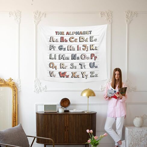 MNASAIOO Classroom Colorful Alphabet Wall Tapestry Hanging for Bedroom, Nursery Educational Tapestries, Rustic Abc Wall Decor Banner for Kids Playroom Preschool 50x60in in Saudi Arabia