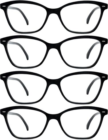 Reading Glasses for Women, Stylish Blue Light Blocking Readers, Lightweight Spring Hinge Eyeglasses Cat Eye 4 Pack（Black,2.00 X） in Kuwait