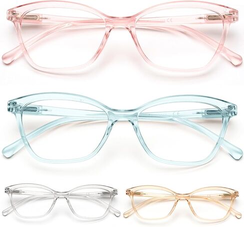 Reading Glasses for Women, Stylish Blue Light Blocking Readers, Lightweight Spring Hinge Eyeglasses Cat Eye 4 Pack（Black,2.00 X） in Kuwait
