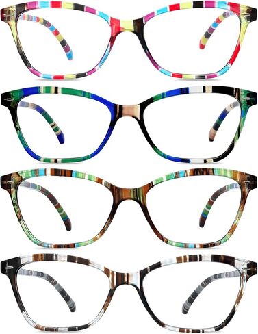 Reading Glasses for Women, Stylish Blue Light Blocking Readers, Lightweight Spring Hinge Eyeglasses Cat Eye 4 Pack（Black,2.00 X） in Kuwait