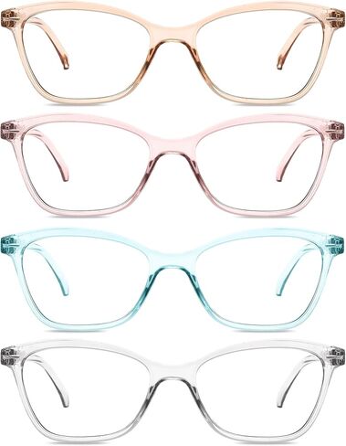 Reading Glasses for Women, Stylish Blue Light Blocking Readers, Lightweight Spring Hinge Eyeglasses Cat Eye 4 Pack（Black,2.00 X） in Kuwait