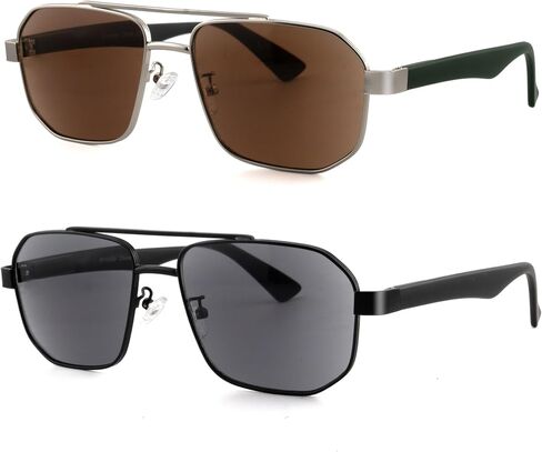 2 Pack Reading Sunglasses for Men Women Aviator Reader Sunglasses Outdoor Full Lenses Sun Readers -Not bifocal in Saudi Arabia
